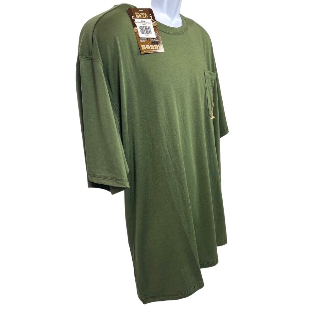 New Gravel Gear Men's Short Slv Wrinkle Free Hunter Green T-Shirt Sz XXL UPF 30
